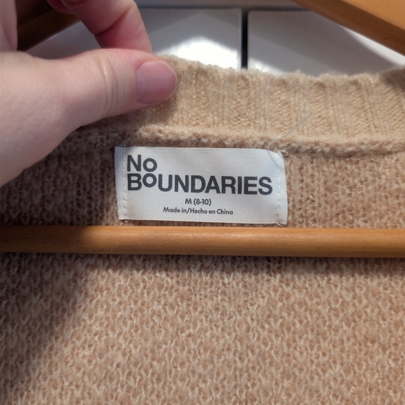 NO BOUNDARIES Beige Tan Teddy Bear Novelty Printed Cardigan Sweater Size Medium - Picture 4 of 6
